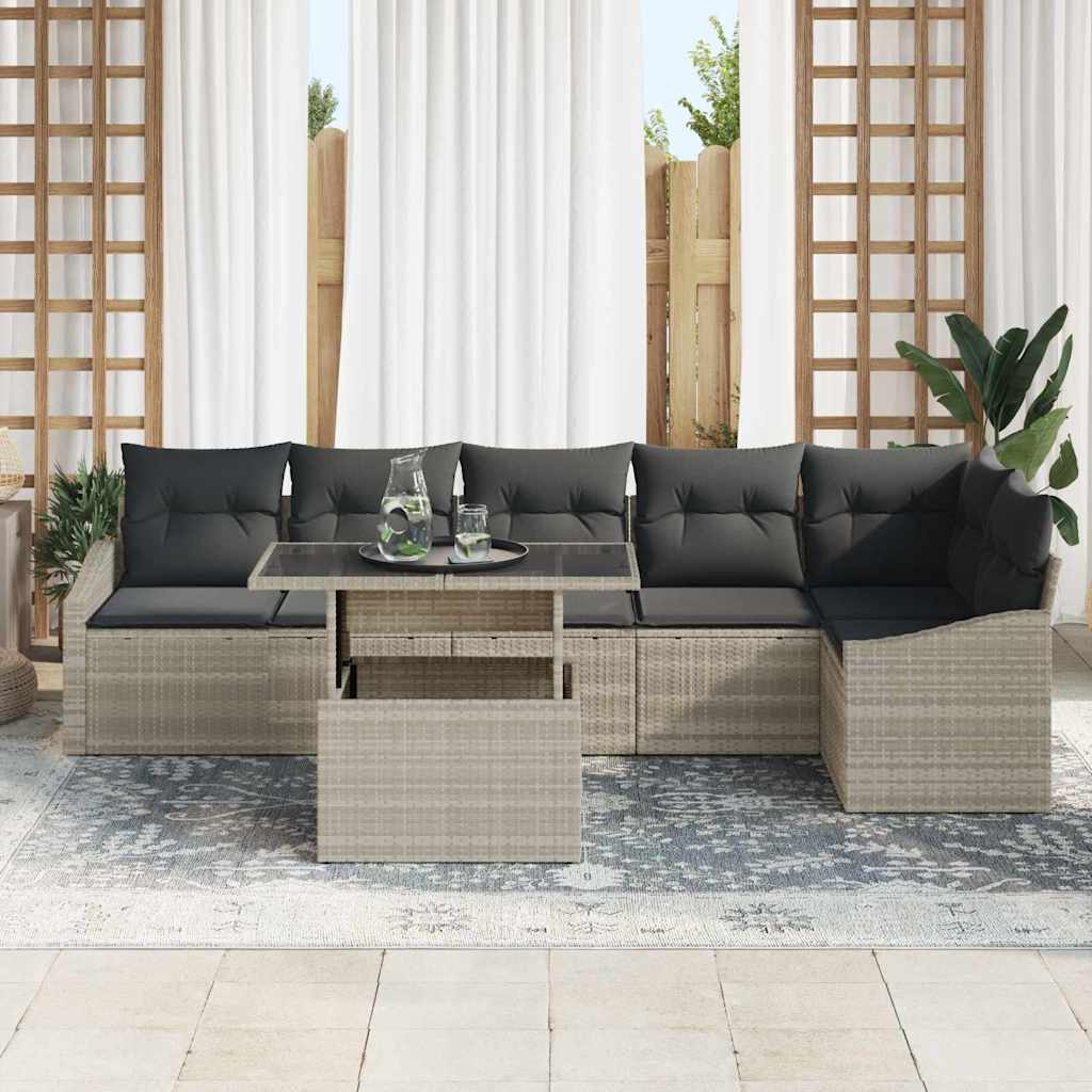 Garten-Sofa-Set 7 pcs Hellgrau und Dunkelgrau 100 x 55 x 73 cm